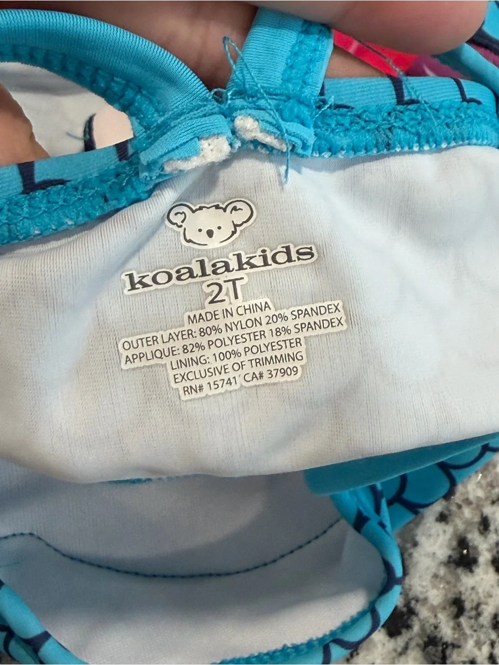 Koala Kids Girl’s Aqua and Pink Mermaid Faux Bikini One Piece Swimsuit, Size 2T